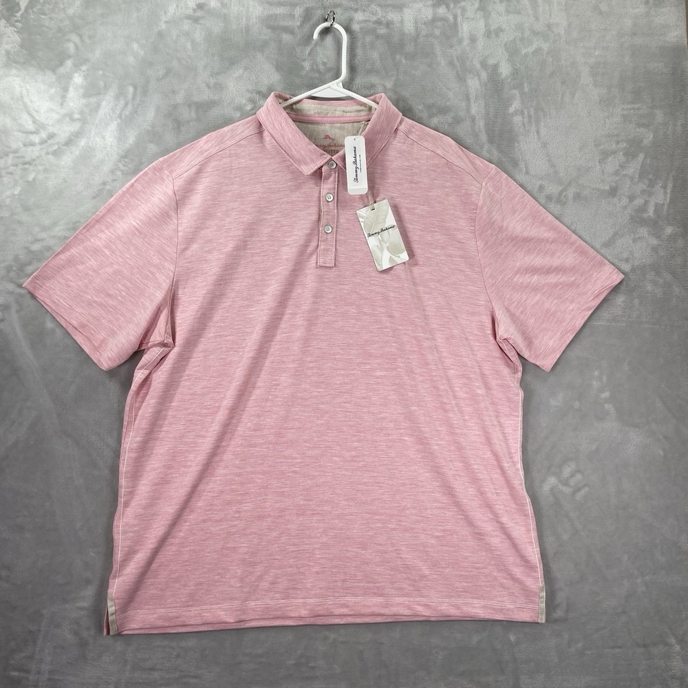 Tommy Bahama Shirt Mens XXL Polo Coasta Vera Pink Performance Short Sleeve NWT